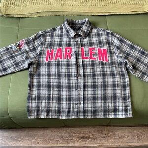 Relaxed Fit Harlem Plaid Long Sleeve Button Up - Black/combo